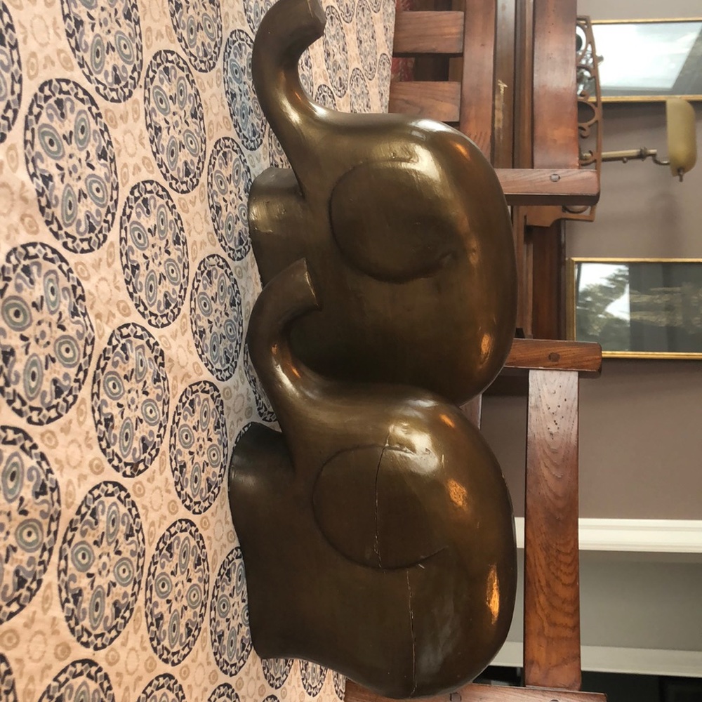 Pair of Decorative Wooden Carved Elephants.